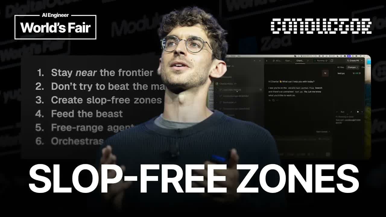 Постер доклада Чарли Хольца о работе с coding-агентами